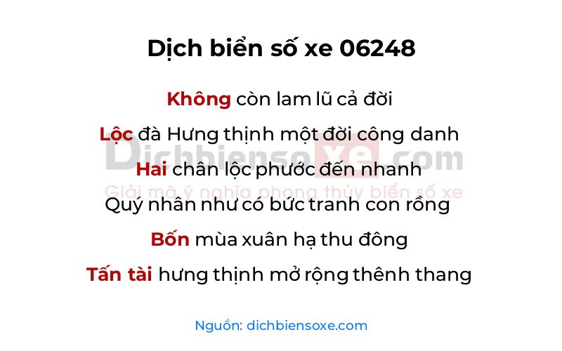 Dịch thơ biển số 06248