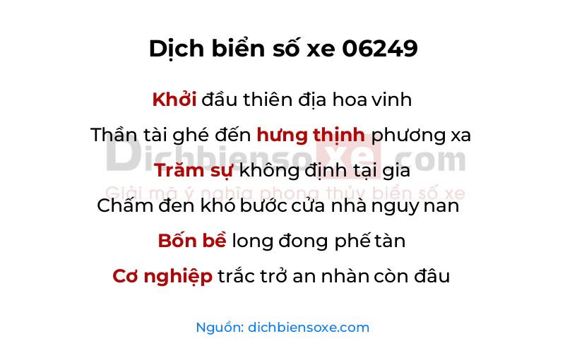 Dịch thơ biển số 06249