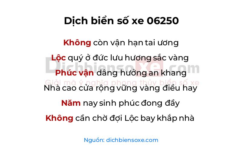 Dịch thơ biển số 06250