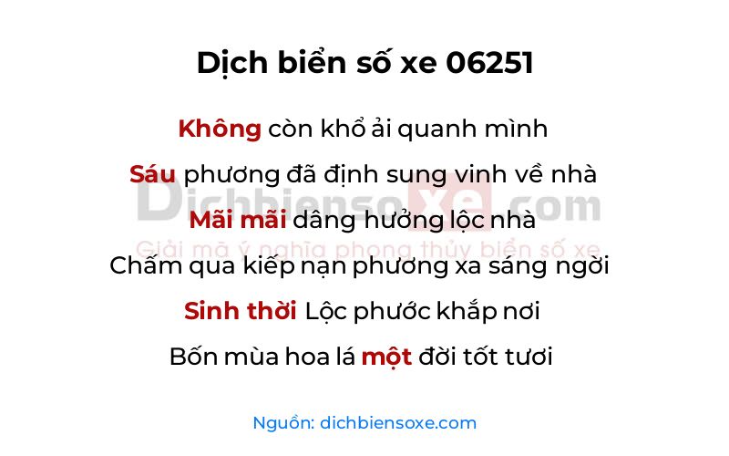 Dịch thơ biển số 06251