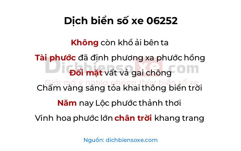 Dịch thơ biển số 06252