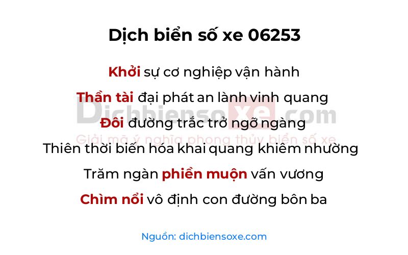 Dịch thơ biển số 06253