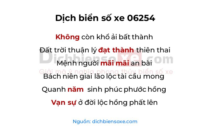 Dịch thơ biển số 06254