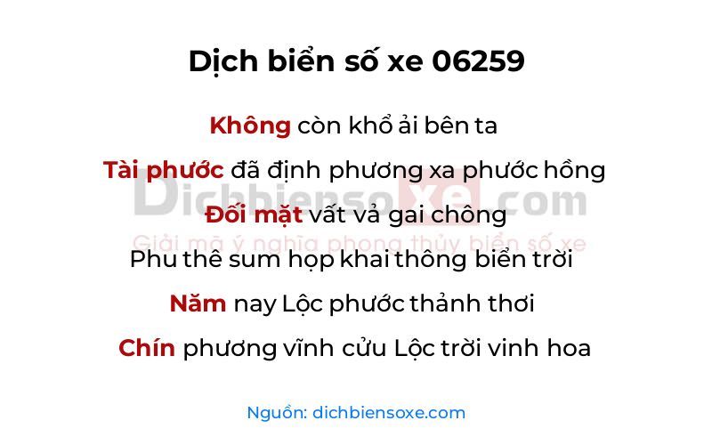 Dịch thơ biển số 06259