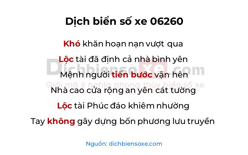 Dịch thơ biển số 06260