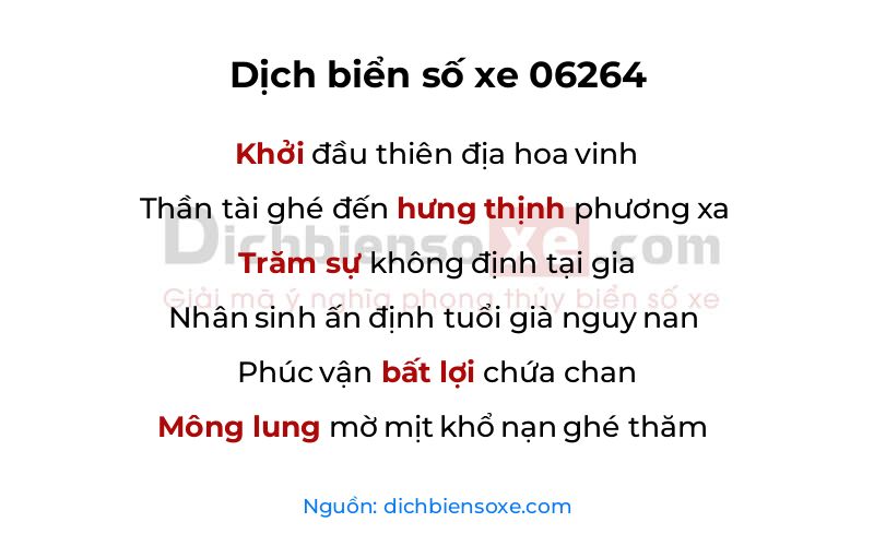 Dịch thơ biển số 06264
