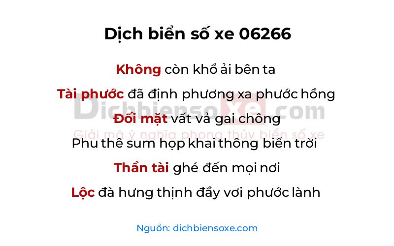 Dịch thơ biển số 06266
