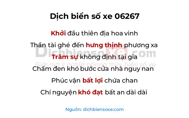 Dịch thơ biển số 06267