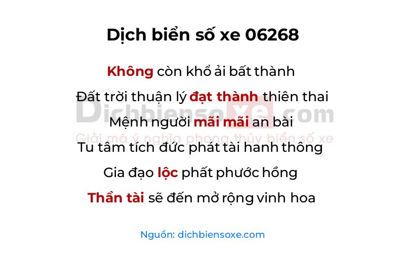 Dịch thơ biển số 06268