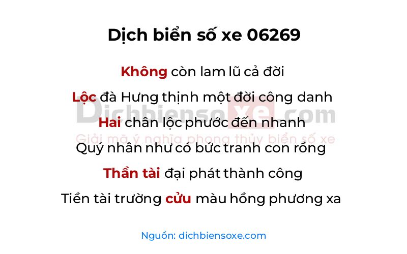 Dịch thơ biển số 06269