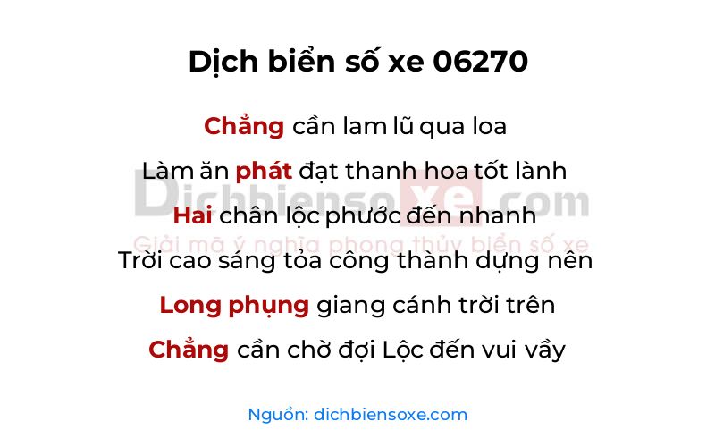 Dịch thơ biển số 06270