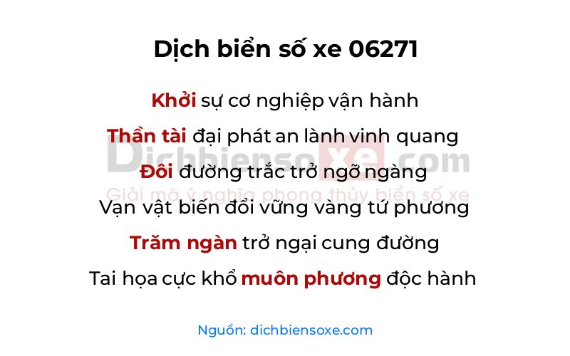 Dịch thơ biển số 06271