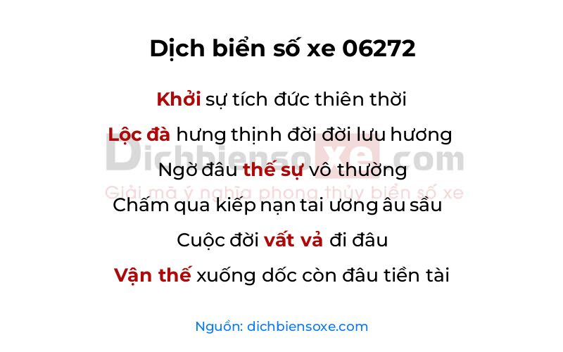 Dịch thơ biển số 06272