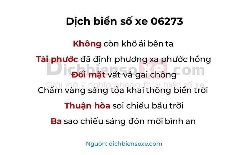 Dịch thơ biển số 06273