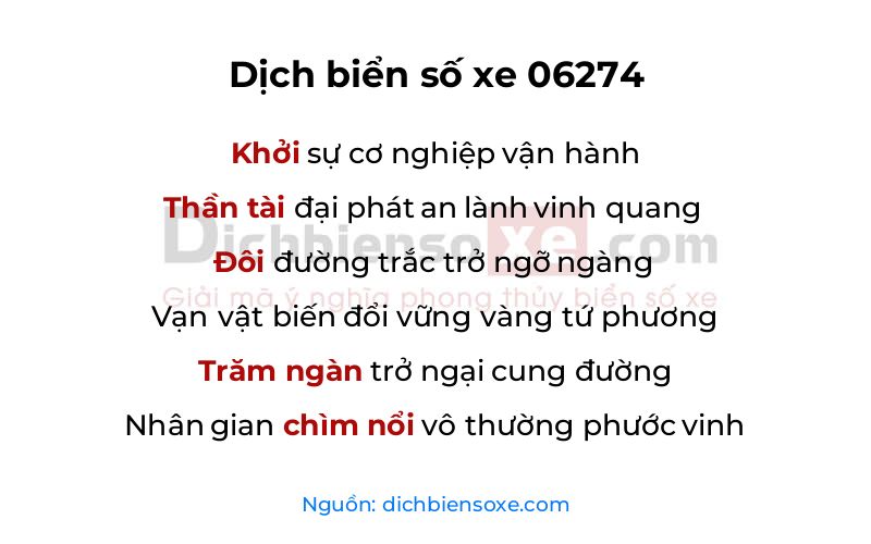 Dịch thơ biển số 06274