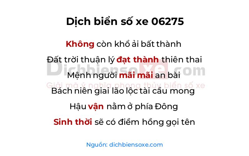 Dịch thơ biển số 06275