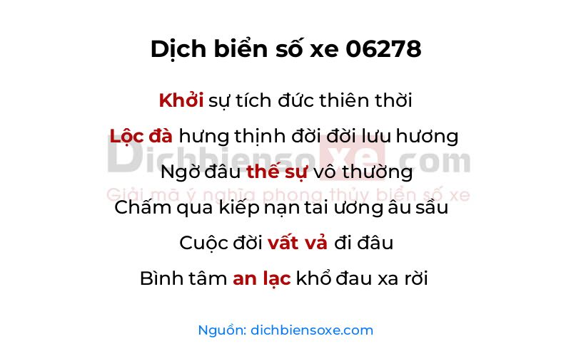 Dịch thơ biển số 06278