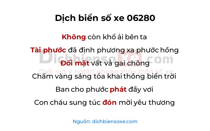 Dịch thơ biển số 06280