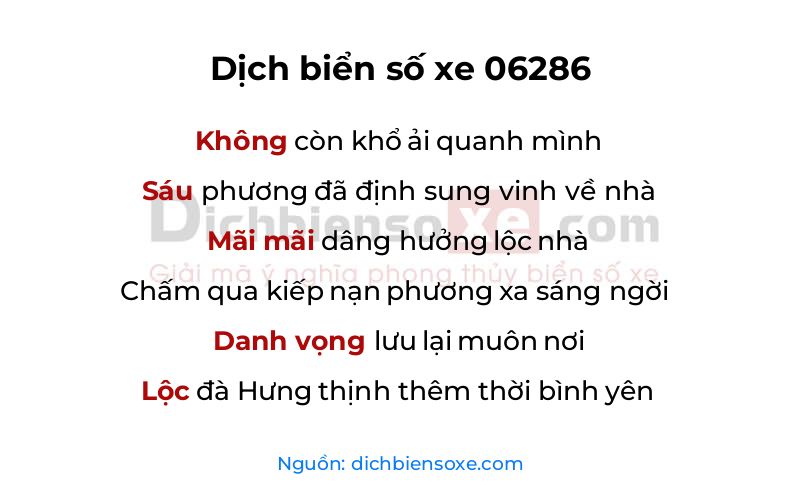 Dịch thơ biển số 06286