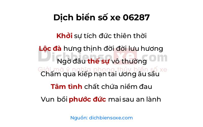 Dịch thơ biển số 06287