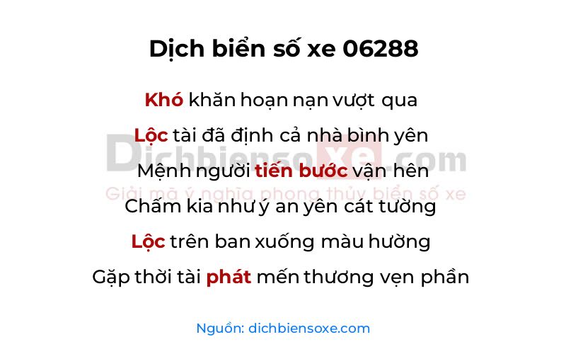 Dịch thơ biển số 06288