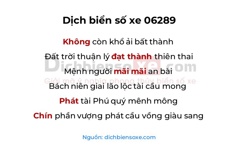 Dịch thơ biển số 06289