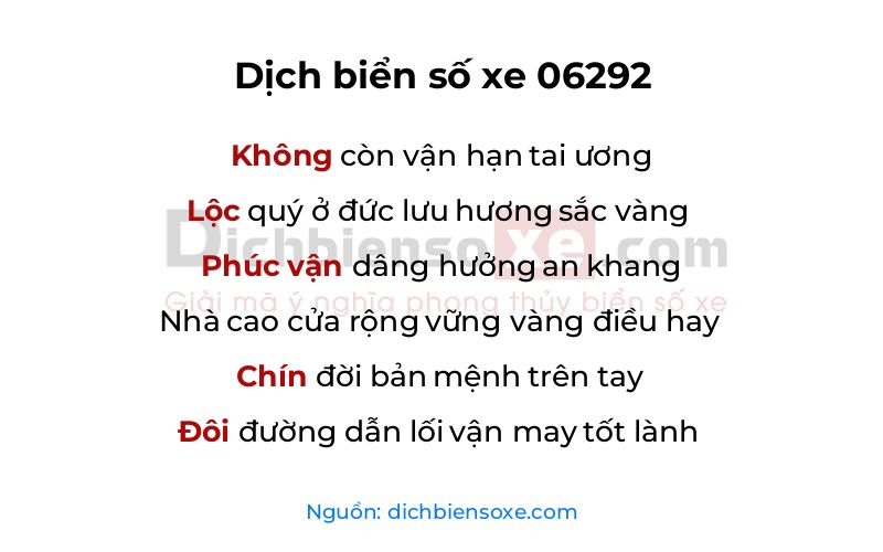 Dịch thơ biển số 06292