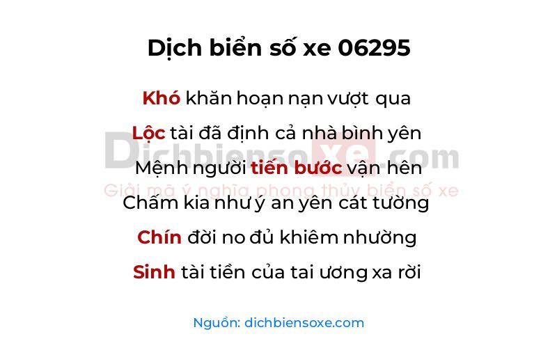 Dịch thơ biển số 06295