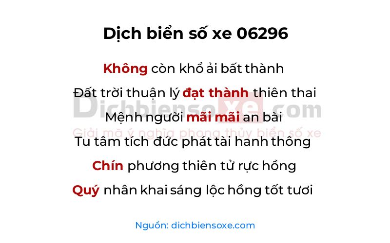 Dịch thơ biển số 06296