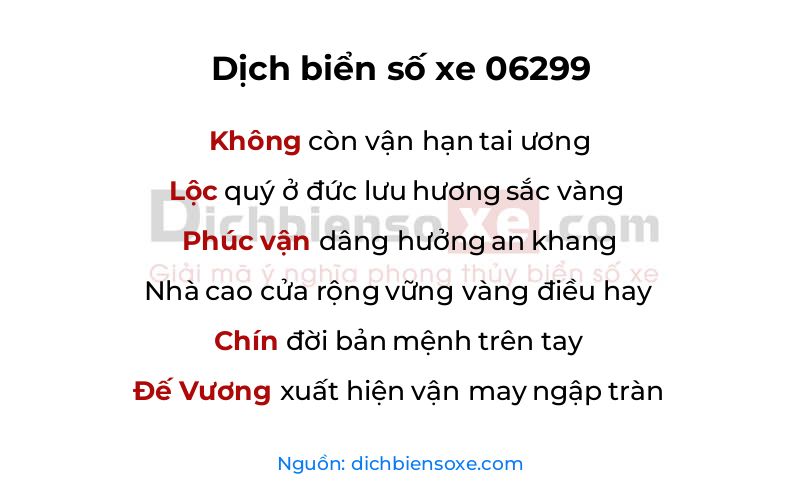 Dịch thơ biển số 06299