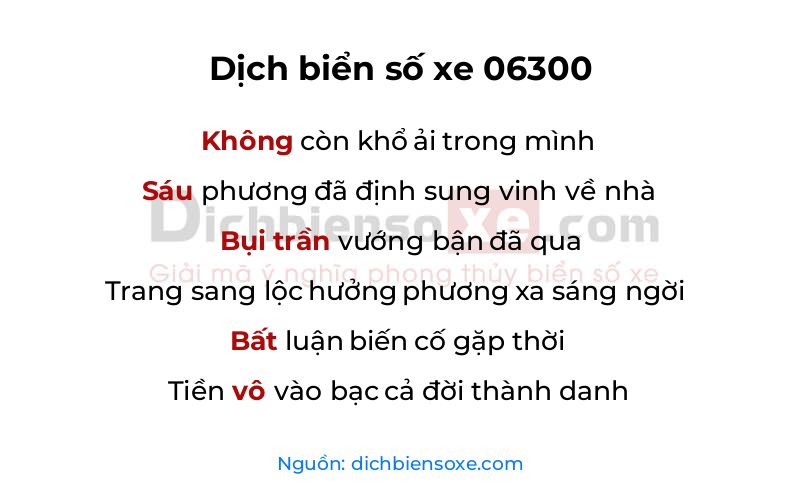 Dịch thơ biển số 06300