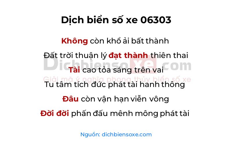 Dịch thơ biển số 06303