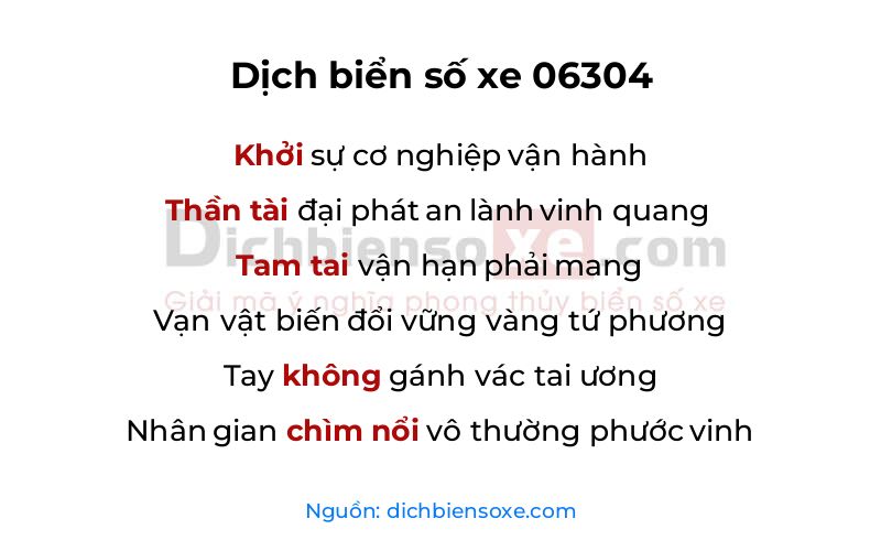Dịch thơ biển số 06304