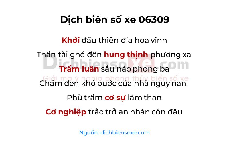 Dịch thơ biển số 06309