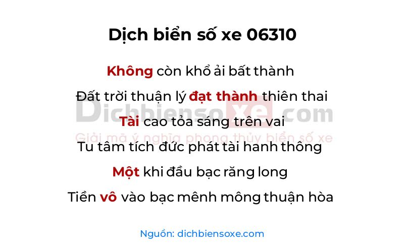 Dịch thơ biển số 06310