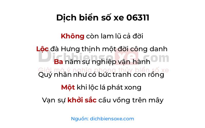Dịch thơ biển số 06311