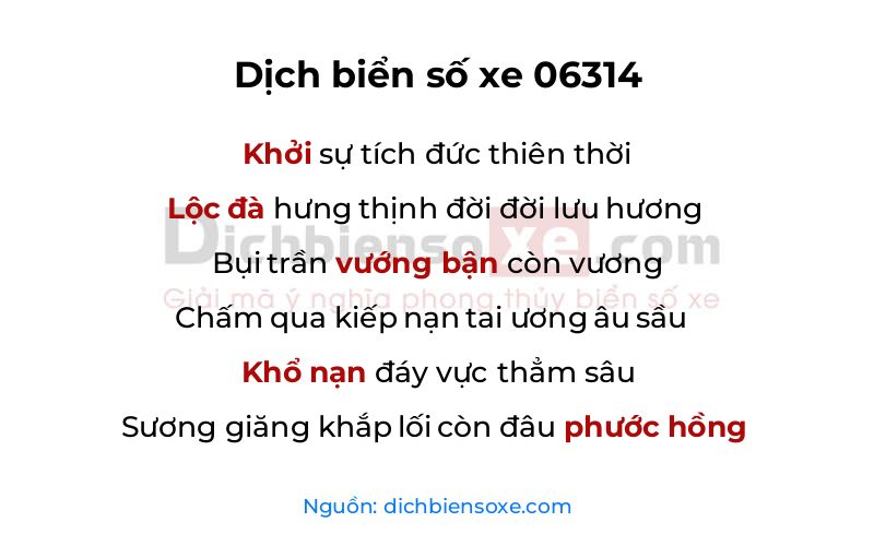 Dịch thơ biển số 06314