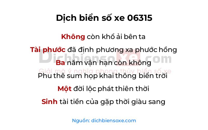 Dịch thơ biển số 06315