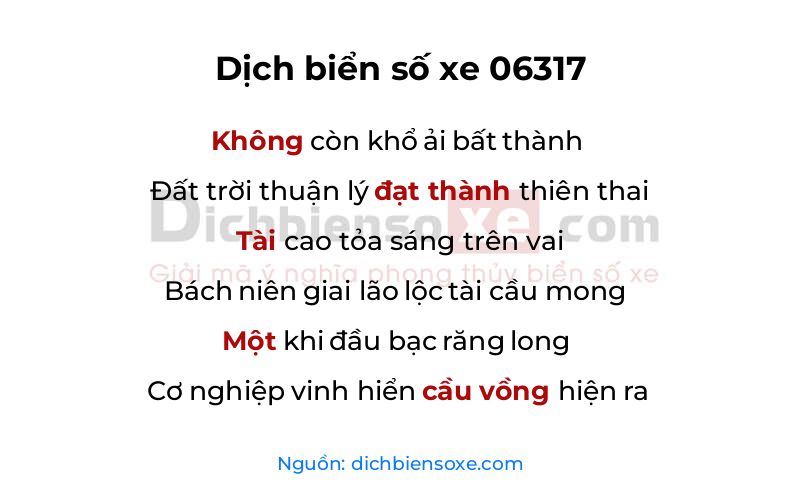 Dịch thơ biển số 06317