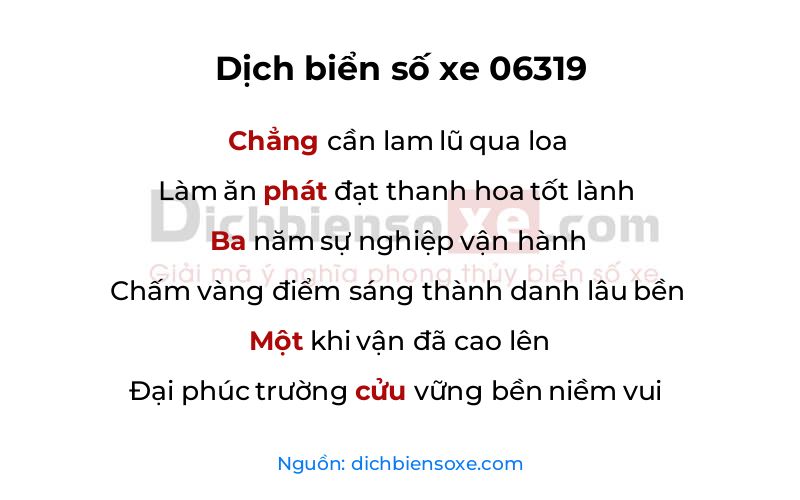 Dịch thơ biển số 06319