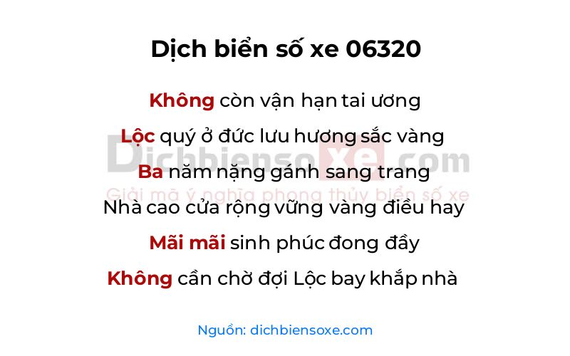 Dịch thơ biển số 06320