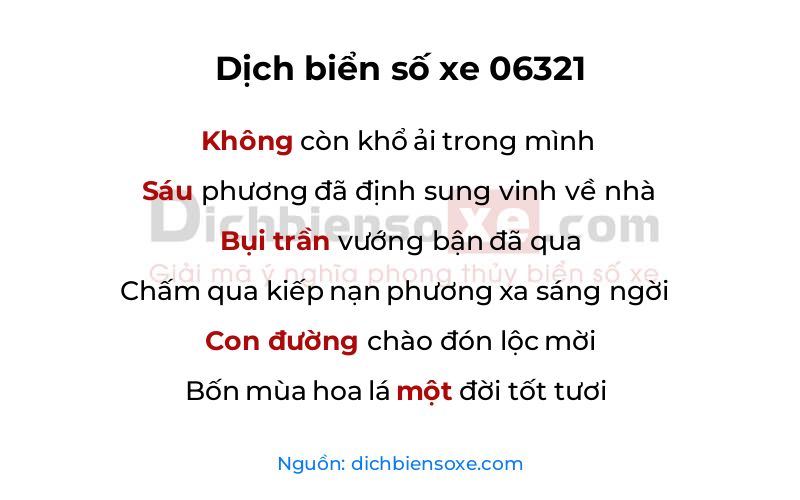 Dịch thơ biển số 06321