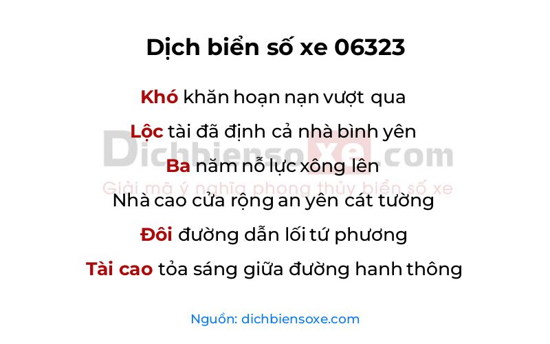 Dịch thơ biển số 06323