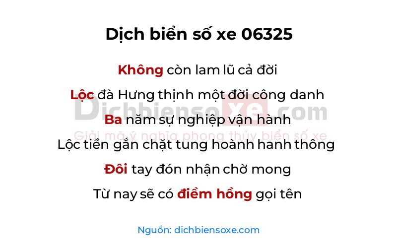 Dịch thơ biển số 06325