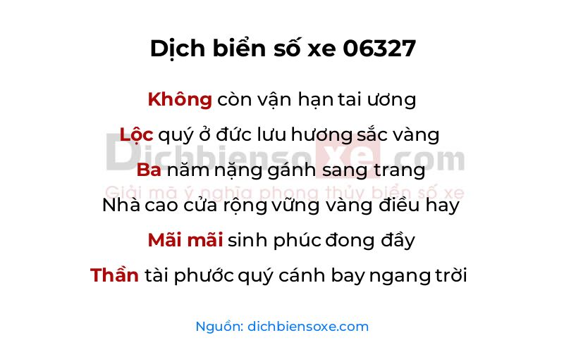 Dịch thơ biển số 06327