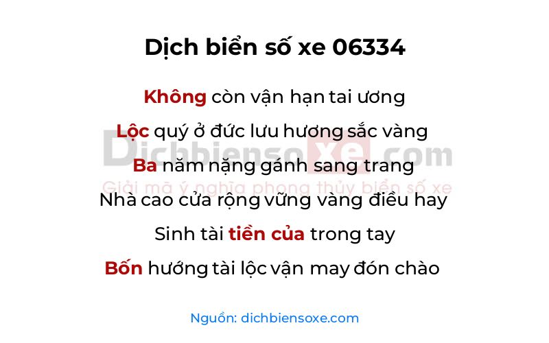 Dịch thơ biển số 06334