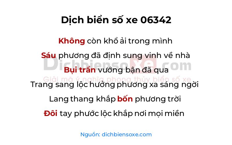 Dịch thơ biển số 06342