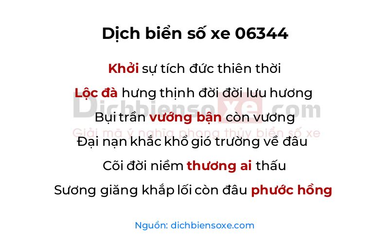 Dịch thơ biển số 06344