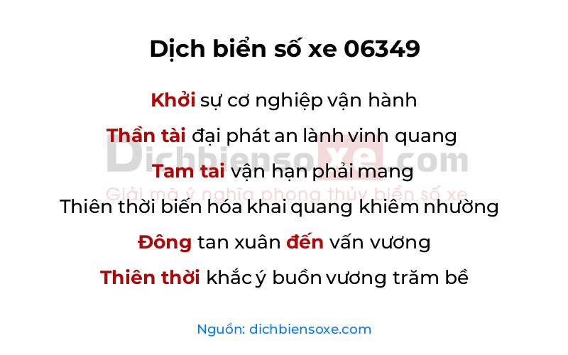Dịch thơ biển số 06349