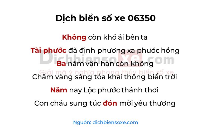 Dịch thơ biển số 06350